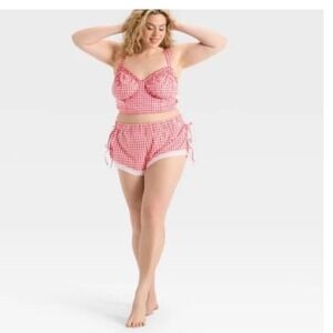 Colsie red white gingham plaid‎ cotton pajamas corset top only size large